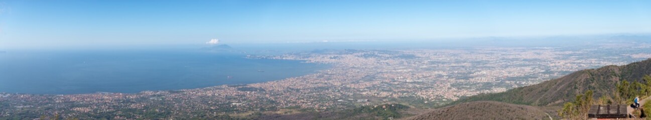 Fototapeta na wymiar Panoramic view of Naples City from the Vesuvium vulcano