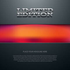 Limited edition banner black cardboard and bright blurry background	
