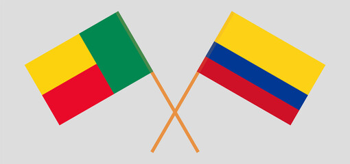 Crossed flags of Benin and Colombia