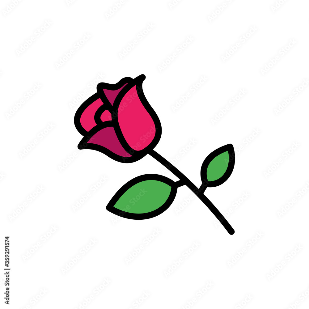 Poster rose flower icon. simple color with outline vector elements of botanicals icons for ui and ux, websi