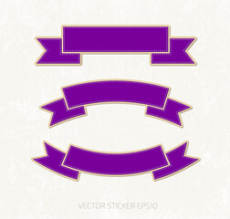 Set of vintage purple vector ribbon banners