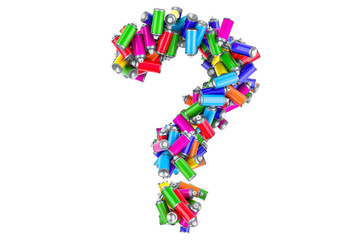 Question mark from colored spray paint cans, 3D rendering