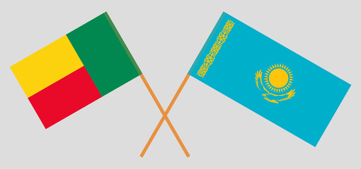 Crossed flags of Benin and Kazakhstan