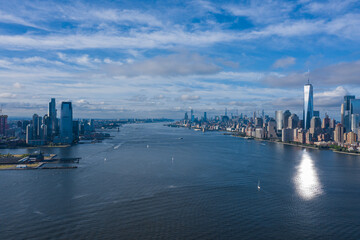 Aerial view of New York Manhattan with downtown. 