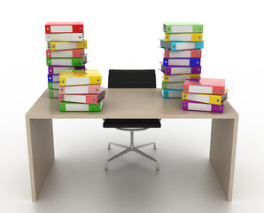 Infinite office binders, work and creative concept, original 3d rendering