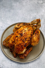 Whole roast chicken freshly from the oven