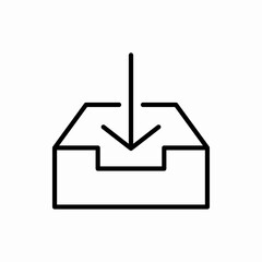 Outline download document box icon.Download document box vector illustration. Symbol for web and mobile