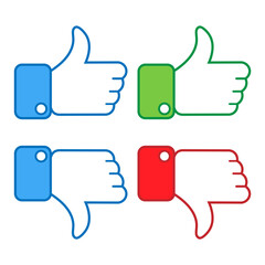 Thumbs Up Like Unlike Icon Set Positive Negative Symbol Social Feedback App Vector Illustration
