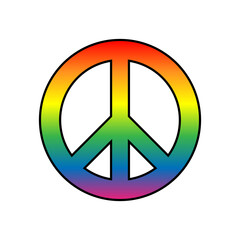 Colourful Peace Sign LGBT Flag Icon Rainbow Spectrum Gay Love Pride Isolated Freedom Vector Illustration