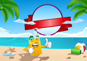 illustration of a summer holiday tropical beverages party