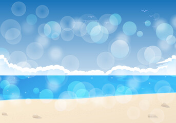 Fototapeta na wymiar summer holiday abstract beach bokeh light blue sky beautiful texture space