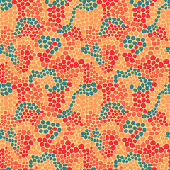 Chaotic dots. Seamless vector pattern in retro colors.