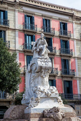Obraz premium Monument to the dramaturge Frederic Soler located in the Theater Square in Barcelona Spain