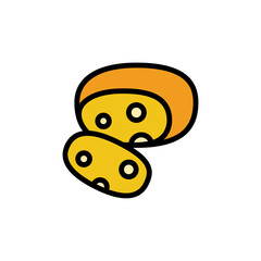 Cheese slice icon. Simple color with outline vector elements of dairy product icons for ui and ux, website or mobile application