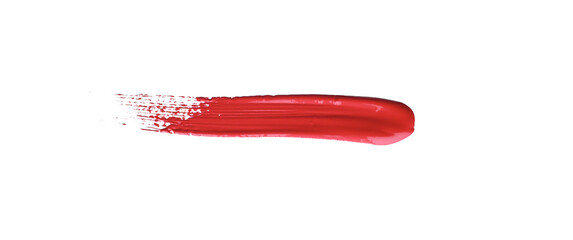 Naklejka premium Red colored brush stroke paiting over isolated background, canvas watercolor texture, red lipstick smudge