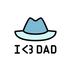 Hat, I love DAD icon. Simple color with outline vector elements of cultural activities icons for ui and ux, website or mobile application