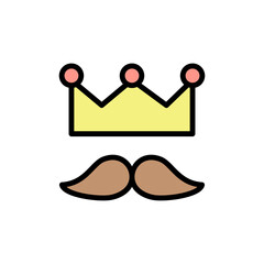 Crown, mustache icon. Simple color with outline vector elements of cultural activities icons for ui and ux, website or mobile application