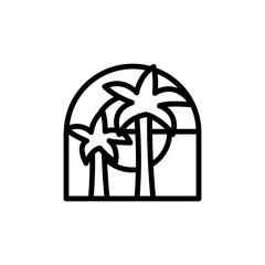 Palms, sun, ocean icon. Simple line, outline vector elements of saving marine icons for ui and ux, website or mobile application