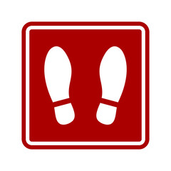Rounded Corners Square Floor Marking Icon with Shoe Prints for Queue Line or Other Purposes Requiring Social Distancing. Vector Image.