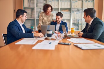 Business lawyers workers meeting at law firm office. Professional executive partners working on finance strategry at the workplace