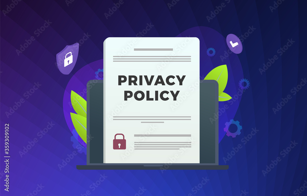 Wall mural privacy policy modern vector illustration. security data access - contract with protection informati