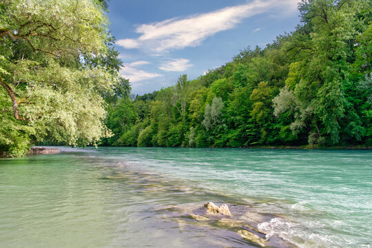 River Aare near Bern - the longest river that both rises and ends within Switzerland