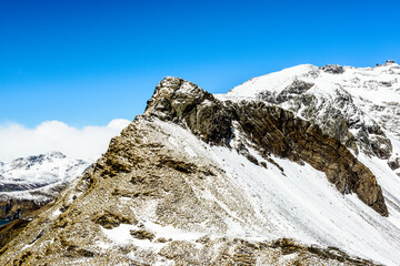 Beautiful view of the mountain in snow of South Georgia, British overseas territory, Southern Atlantic Ocean.
