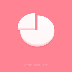 vector white 3d icon of pie chart