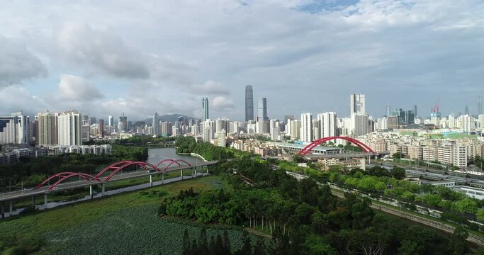 Aerial view of cityscape in Shenzhen city,China