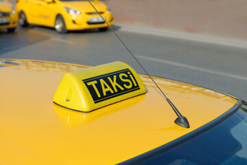 Yellow sign of the Istanbul taxi, TURKEY