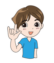 国際手話・アイラブユー（男性）