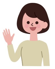 笑顔で手を振る女性