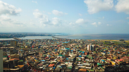 Scenic aerial view of Lagos Island  Nigeria