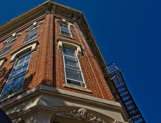 abstract brick building facade 