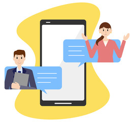 スマートフォンのチャットで相談するイラスト
