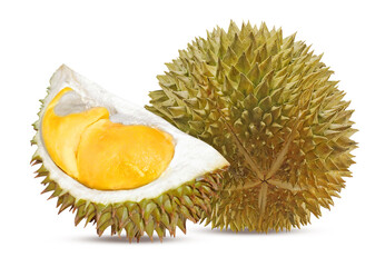 Durian Fruit Isolated On White Background Wall Mural  Wallpaper 