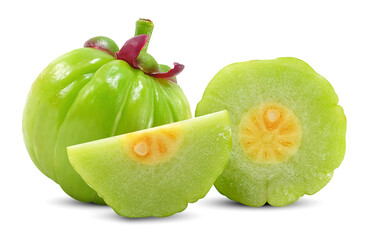 Garcinia atroviridis fruit isolated on white background