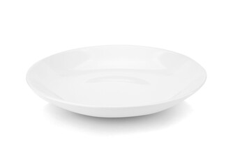 empty white plate isolated with clipping path.