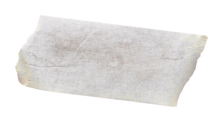 White adhesive paper tape stick over isolated background, blank fastening packaging wrinkled sticker