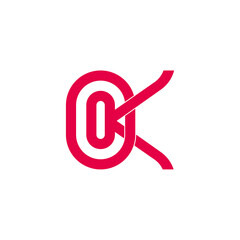 abstract letter ok linked geometric line symbol vector
