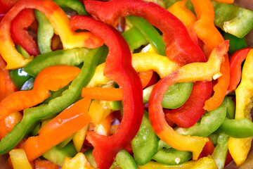 Multi-colored bell pepper slices