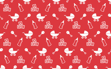 Baby items seamless repeat pattern background