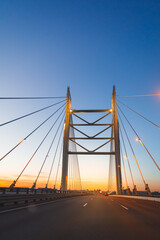 cable stayed bridge at sunset