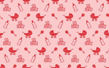 Baby items seamless repeat pattern background