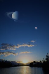 Fototapeta na wymiar Alien Sunset - Space Exploration Metaphor