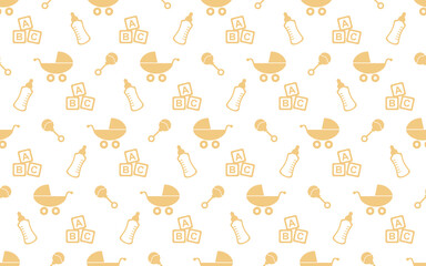 Baby items seamless repeat pattern background