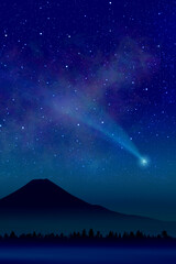 富士山と彗星