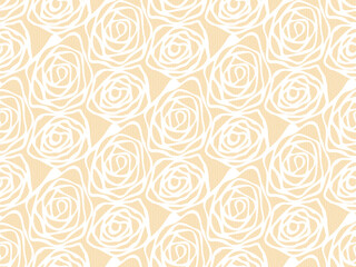 Hand drawn swirl rose flower on canvas pattern seamless repeat background