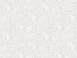Hand drawn swirl rose flower on canvas pattern seamless repeat background