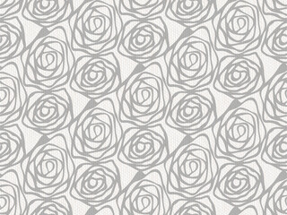 Hand drawn swirl rose flower on canvas pattern seamless repeat background